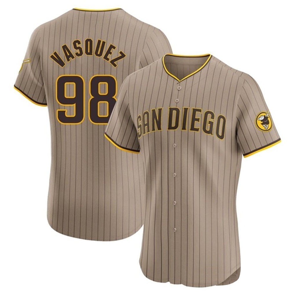 Seanshop S.Diego Padres #98 Randy Vasquez Player Khaki Home Limited Elite Stitched Jerseys