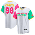 Seanshop S.Diego Padres #98 Randy Vasquez Player White City Connect Home Game Stitched Jerseys