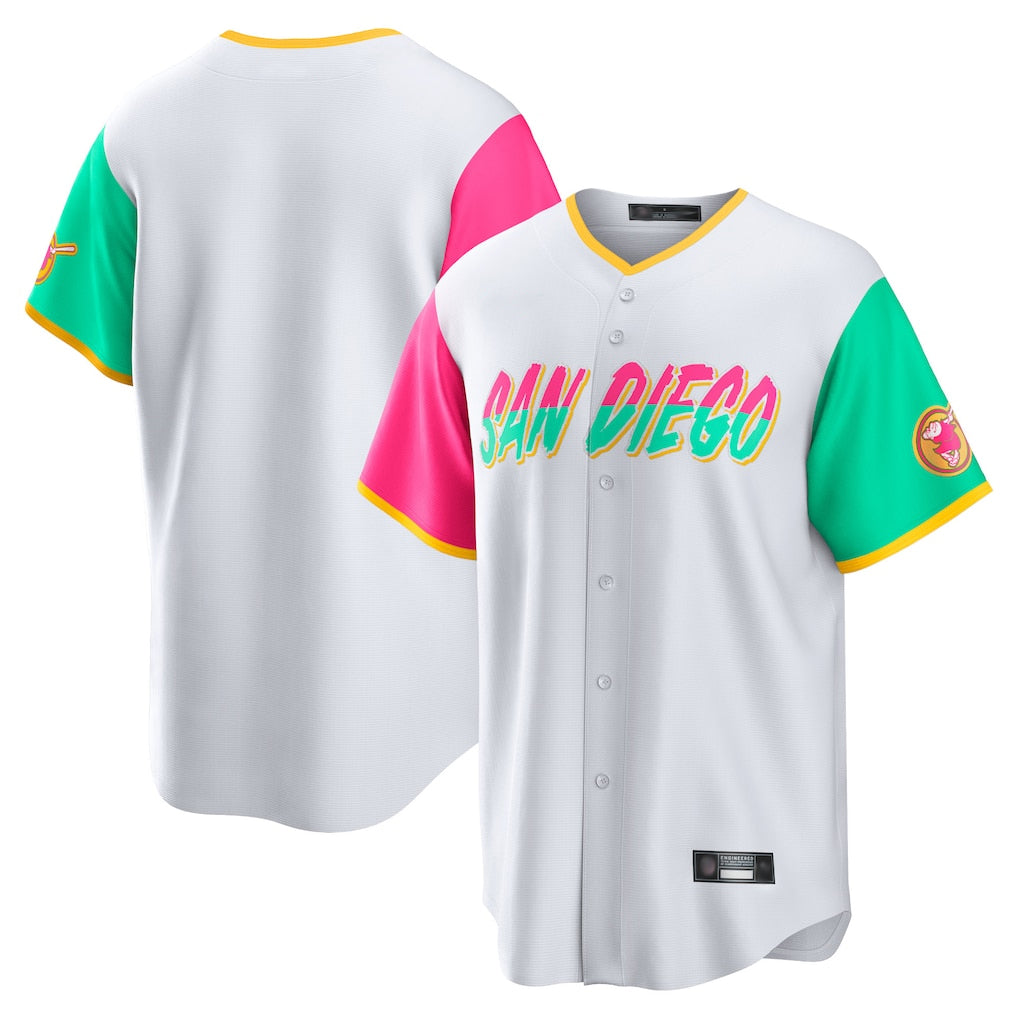 Seanshop S.Diego Padres Blank Player White City Connect Home Game Stitched Jerseys