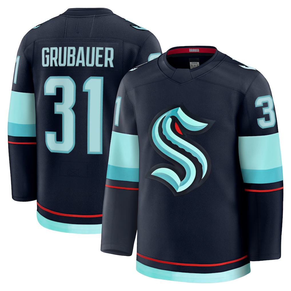 Seanshop S.Kraken #31 Philipp Grubauer Deep Sea Blue Home Premium Jerseys