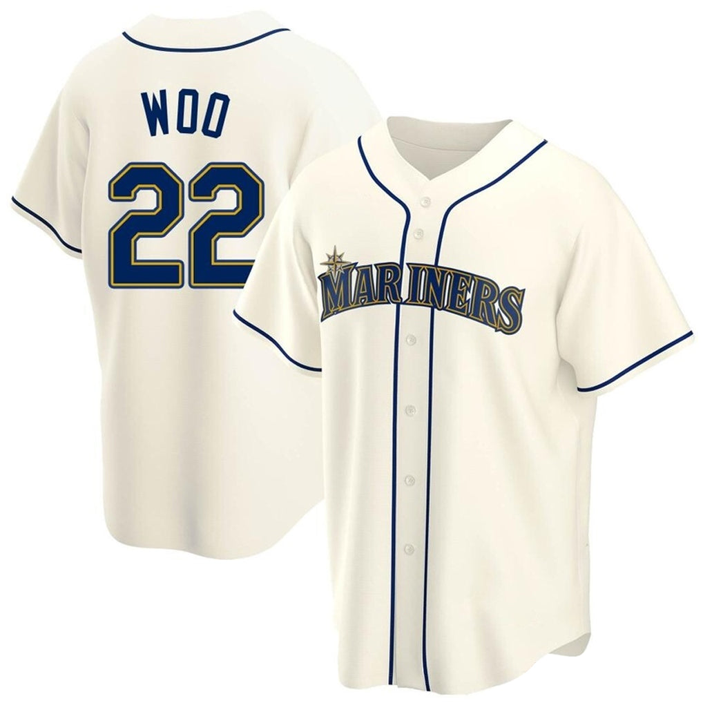 Seanshop  S.Mariners #22 Bryan Woo Player Cream Home Game Stitched Jerseys