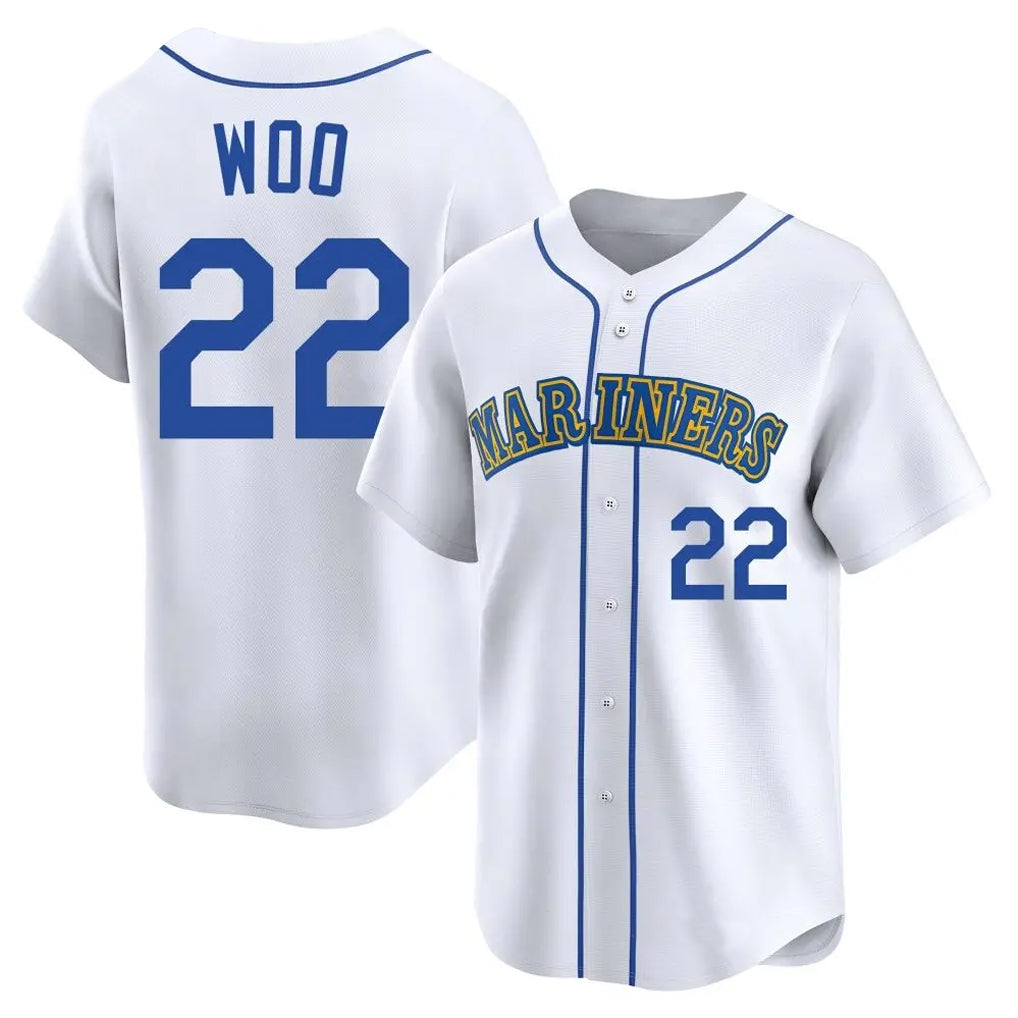 Seanshop  S.Mariners #22 Bryan Woo Player White Pitch Fashion Game Stitched Jerseys