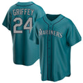 Seanshop  S.Mariners #24 Ken Griffey Jr Player Teal Home Game Stitched Jerseys