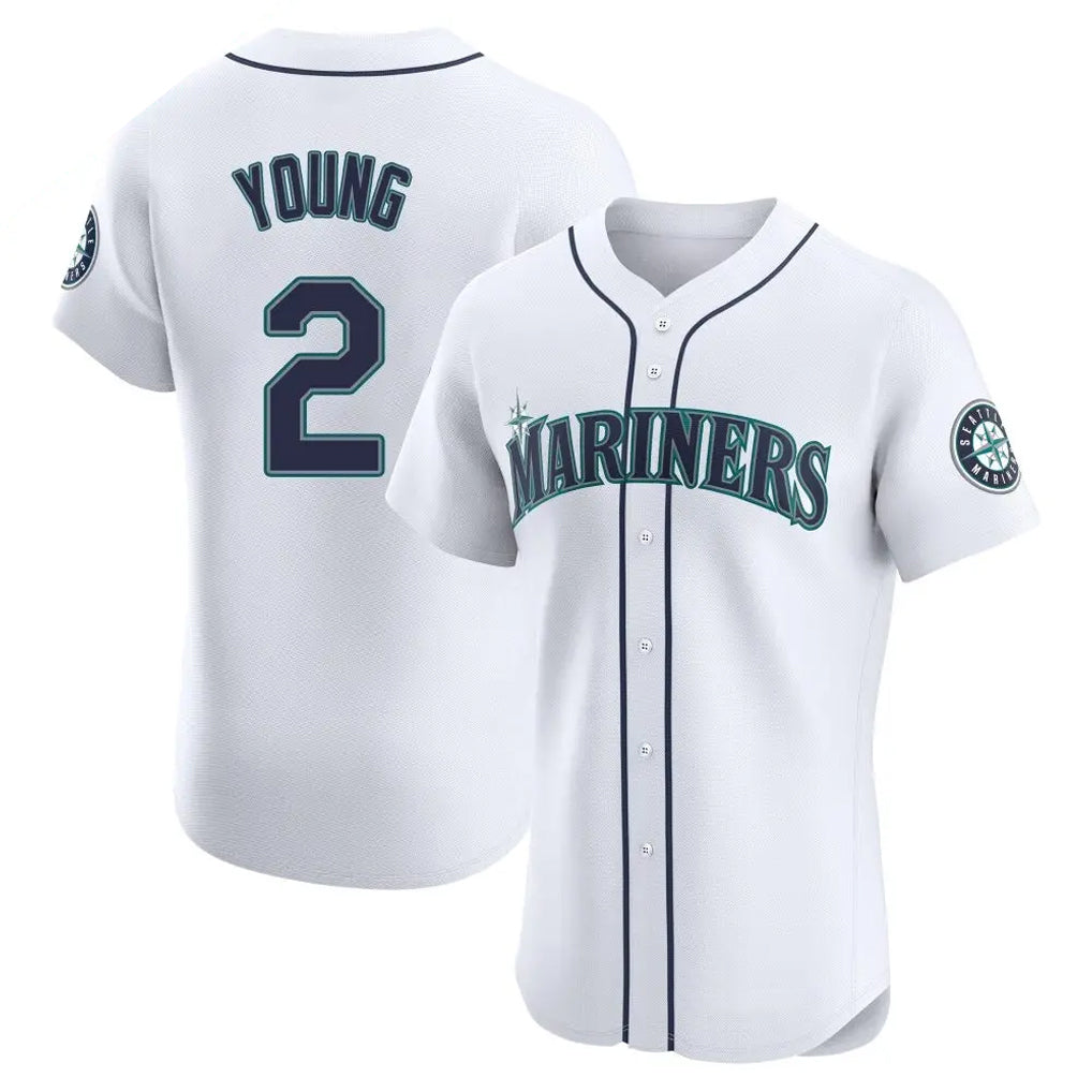 Seanshop  S.Mariners #2 Cole Young Player White Home Limited Elite Stitched Jerseys
