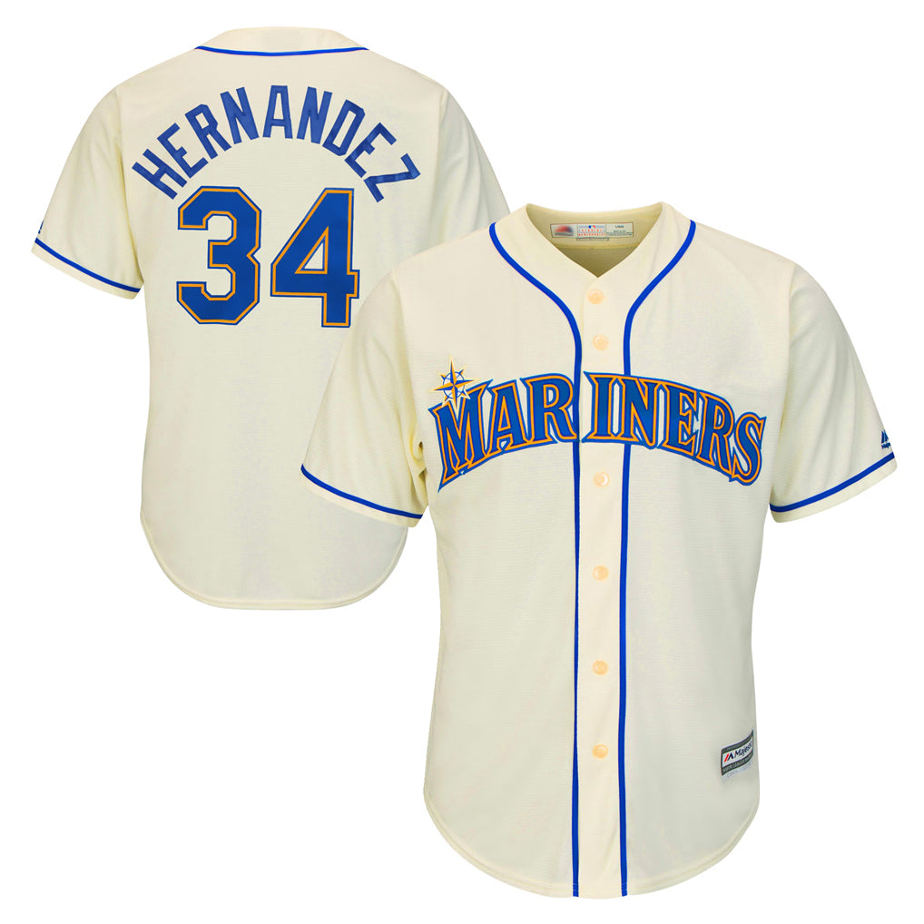 Seanshop  S.Mariners #34 Felix Hernandez Player Cream Majestic Home Cool Base Limited Stitched Jerseys