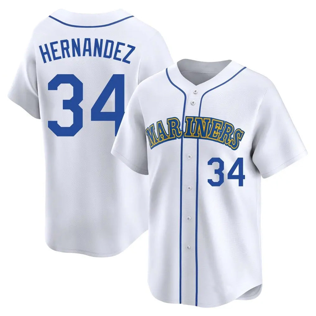 Seanshop  S.Mariners #34 Felix Hernandez Player White Limited Throwback Cooperstown Collection Stitched Jerseys
