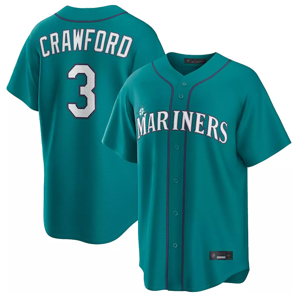 Seanshop  S.Mariners #3 J.P. Crawford Player Teal Home Game Stitched Jerseys