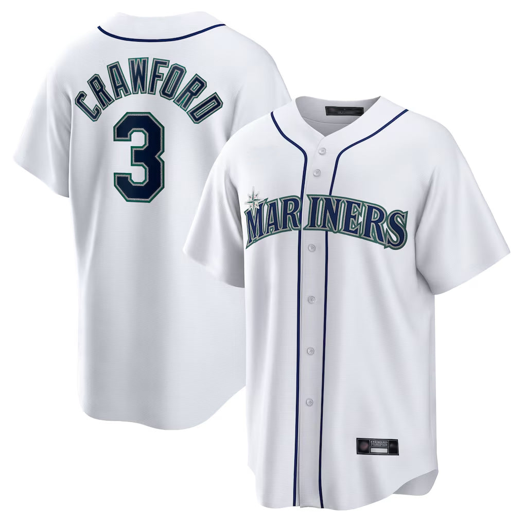 Seanshop  S.Mariners #3 J.P. Crawford Player White Home Game Stitched Jerseys