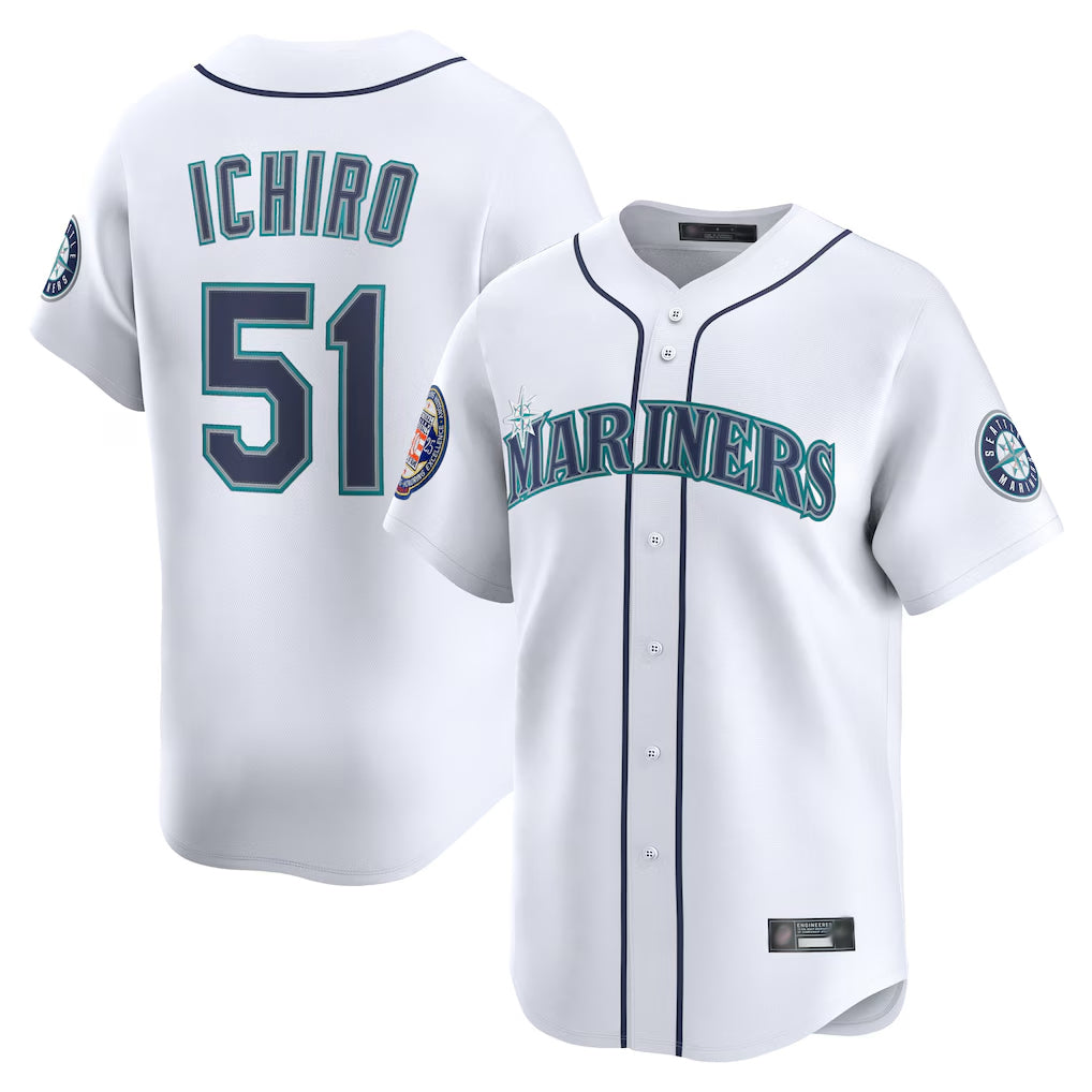 Seanshop  S.Mariners #51 Ichiro Suzuki Player White 2025 National Hall of Fame Home Limited Stitched Jerseys