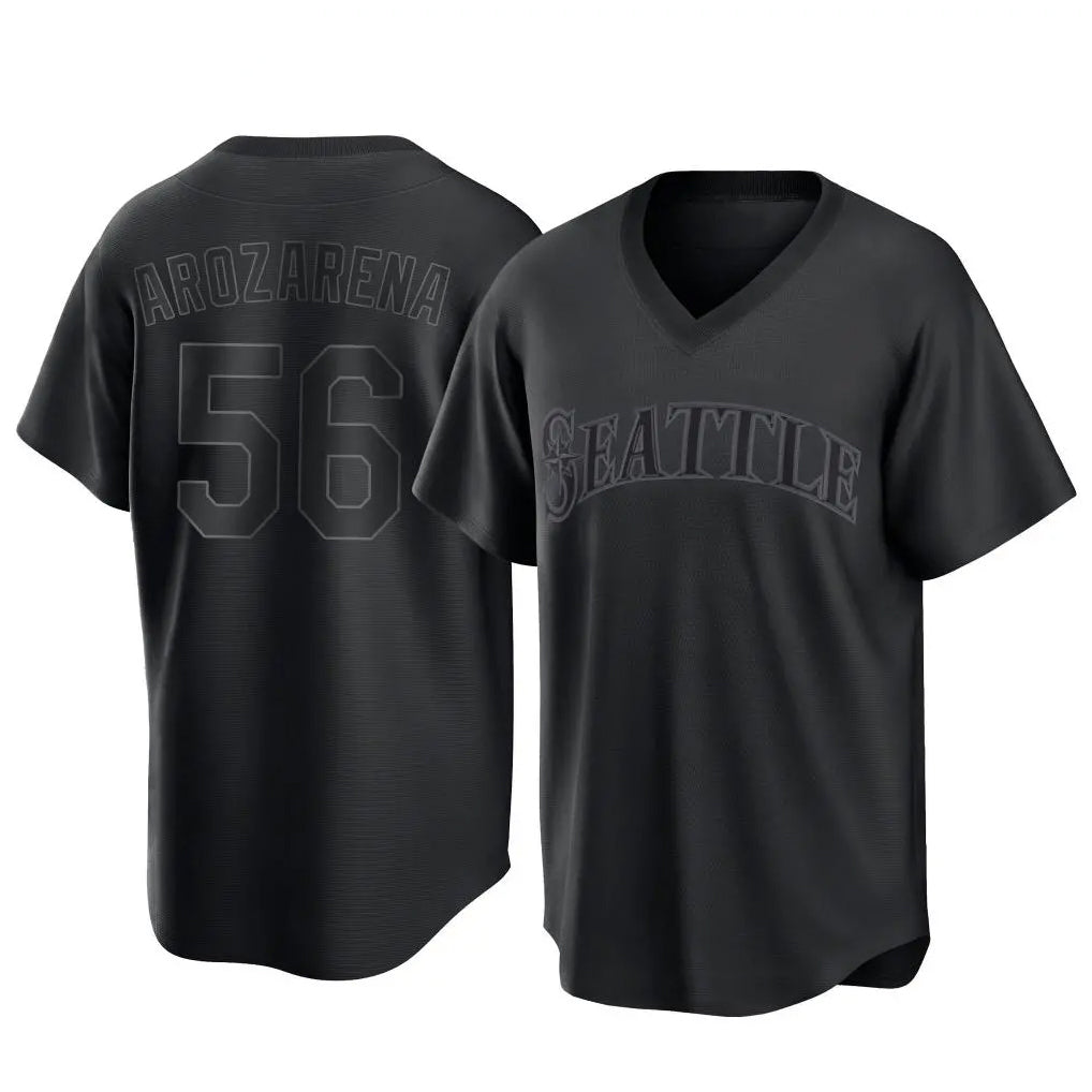 Seanshop  S.Mariners #56 Randy Arozarena Player Black Replica Fashion T-shirt Stitched Jerseys