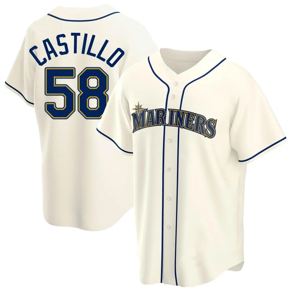 Seanshop  S.Mariners #58 Luis Castillo Player Cream Home Game Stitched Jerseys