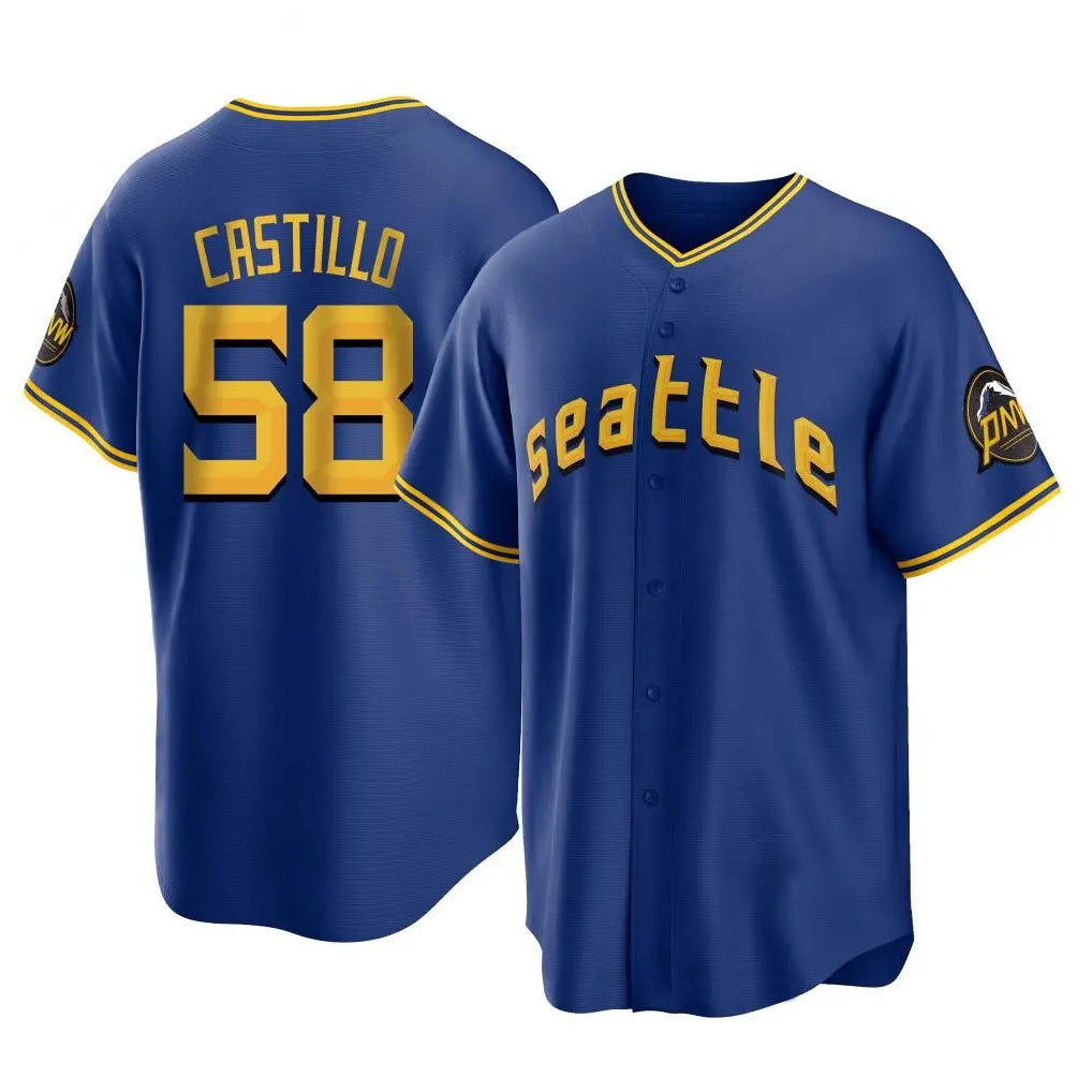 Seanshop  S.Mariners #58 Luis Castillo Player Royal City Connect Home Game Stitched Jerseys