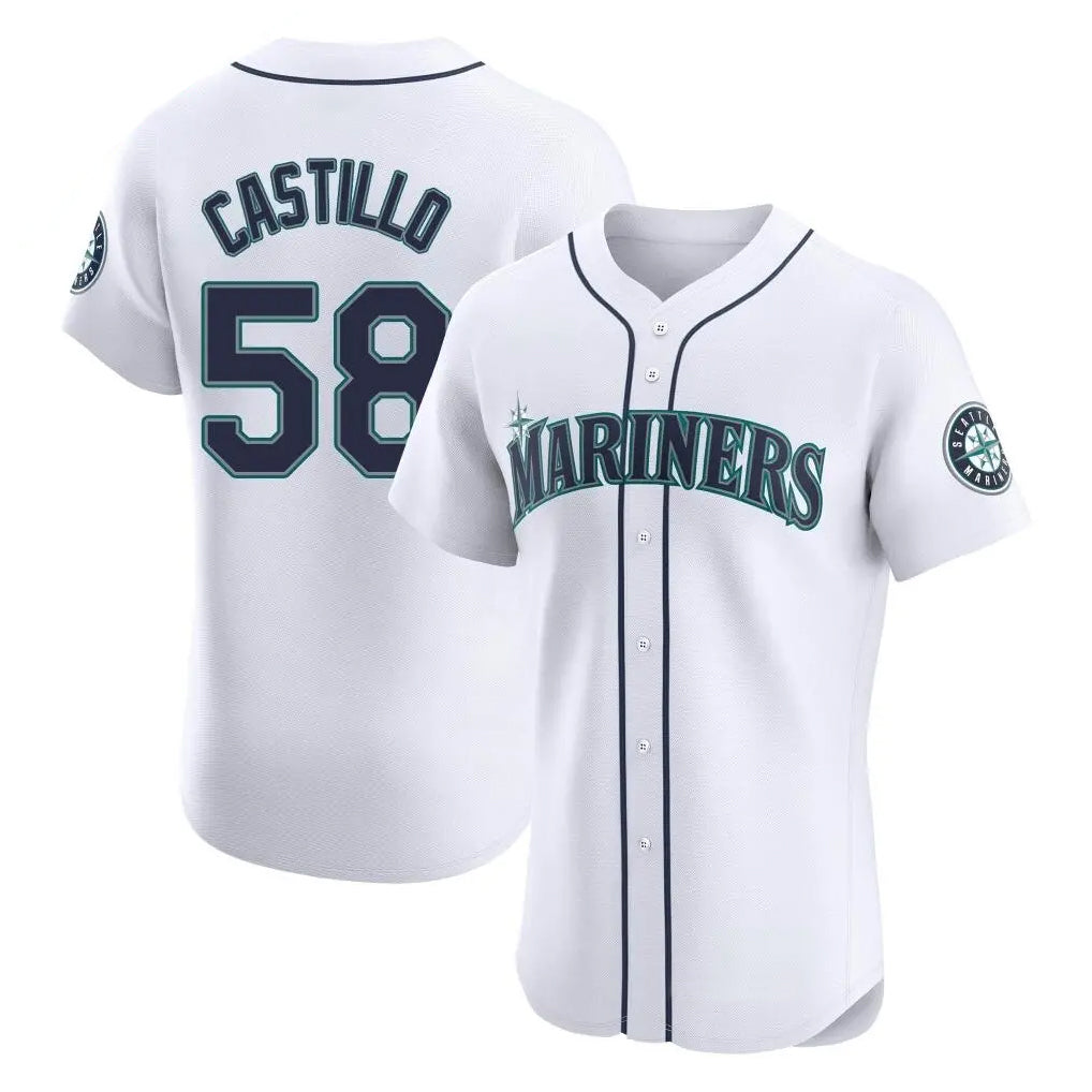 Seanshop  S.Mariners #58 Luis Castillo Player White Home Limited Elite Stitched Jerseys