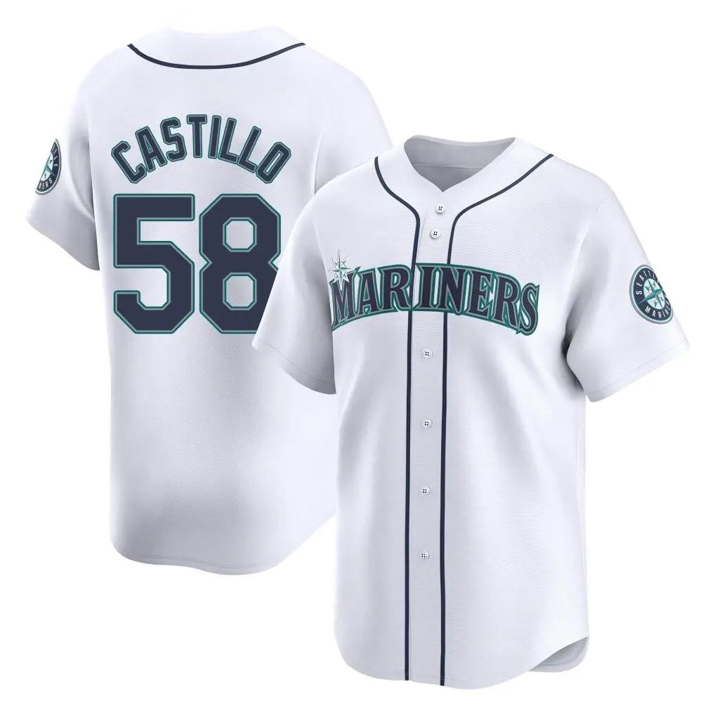 Seanshop  S.Mariners #58 Luis Castillo Player White Home Limited Stitched Jerseys