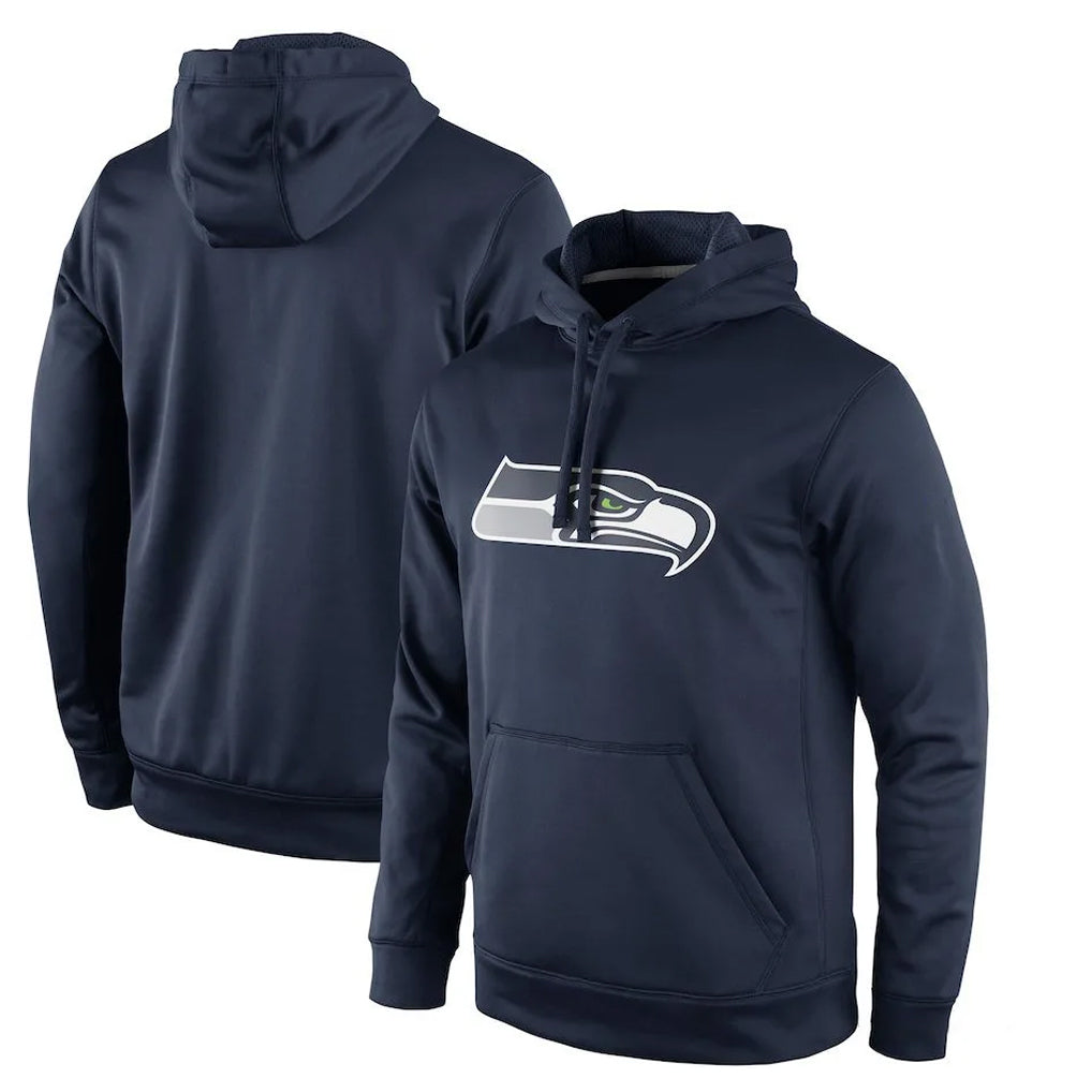 Seanshop S.Seahawks Navy LOGO Pullover Hoodies Game Blank Player Stitched Jerseys