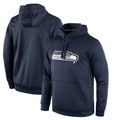 Seanshop S.Seahawks Navy LOGO Pullover Hoodies Game Blank Player Stitched Jerseys