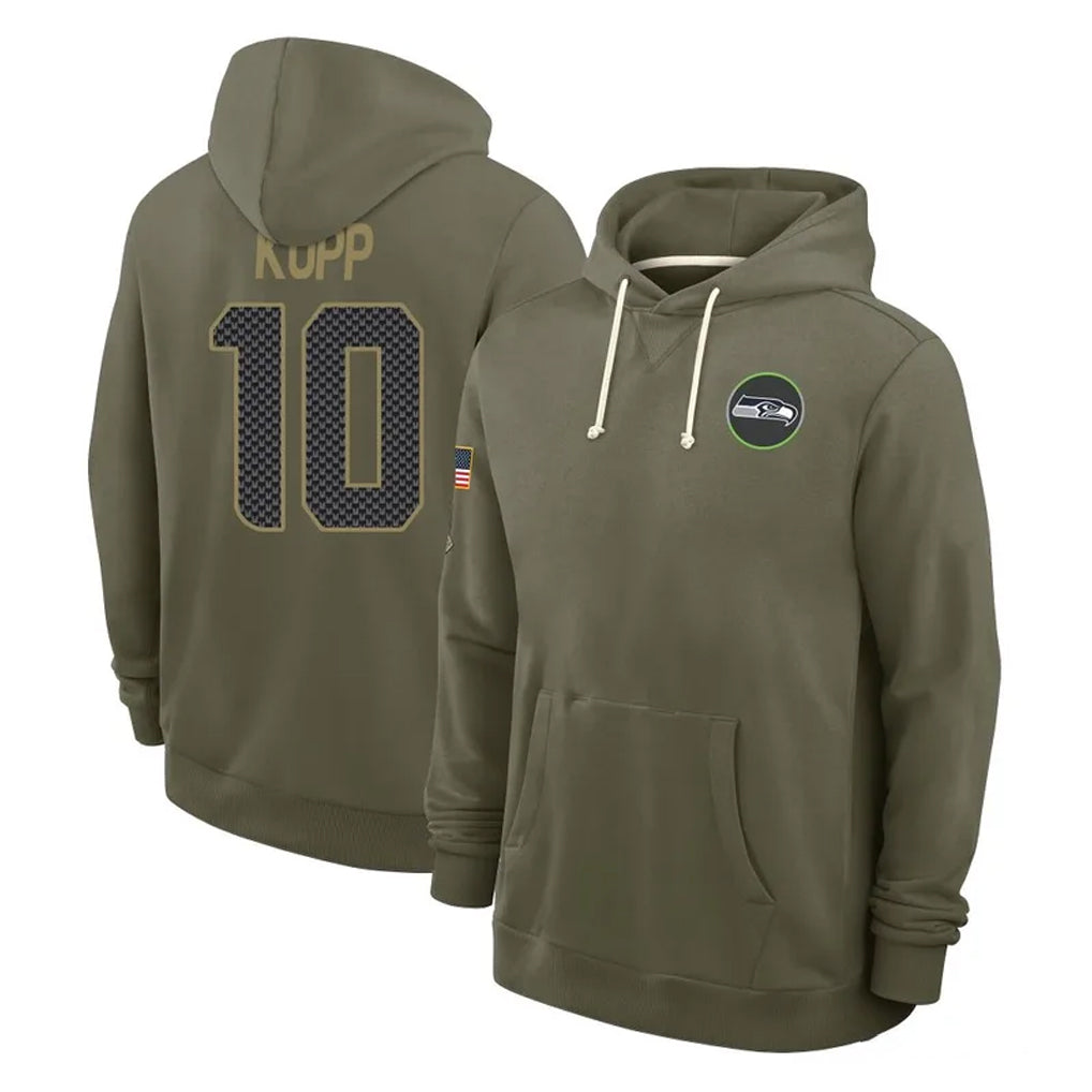 Seanshop S.Seahawks #10 Cooper Kupp Player Olive Salute to Service Pullover Hoodies Limited Stitched Jerseys
