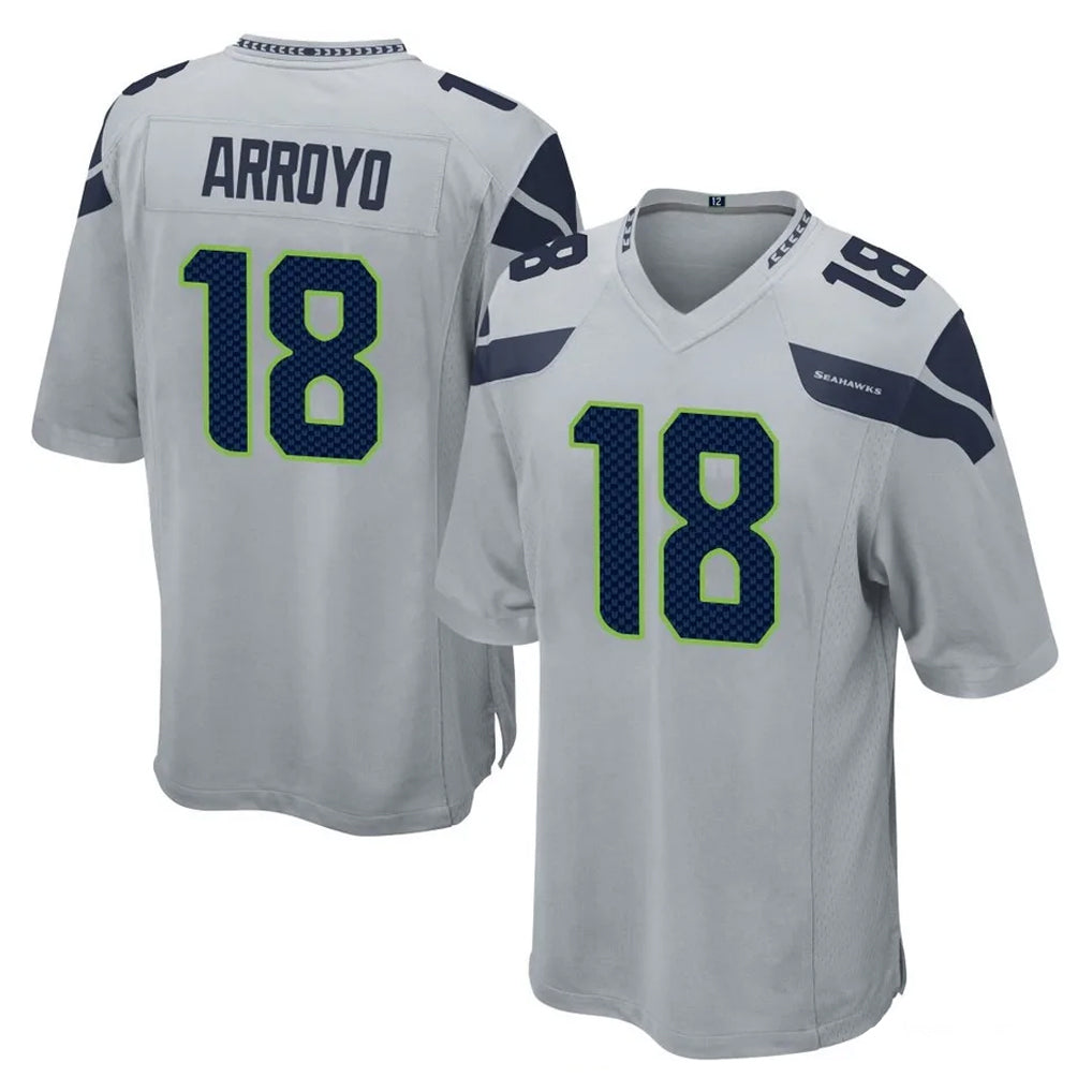 Seanshop S.Seahawks #18 Elijah Arroyo Player Gray Home Game Stitched Jerseys