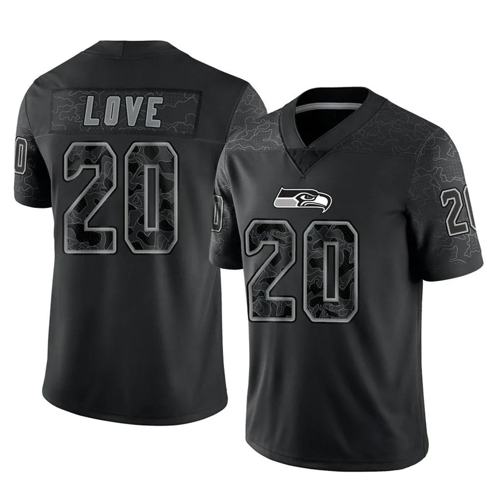 Seanshop S.Seahawks #20 Julian Love Player Black Limited Reflective Home Game Stitched Jerseys