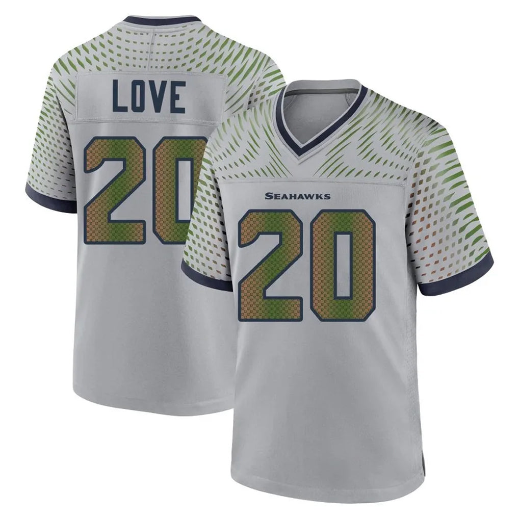 Seanshop S.Seahawks #20 Julian Love Player Grey 2025 Rivalries Collection Home Game Stitched Jerseys