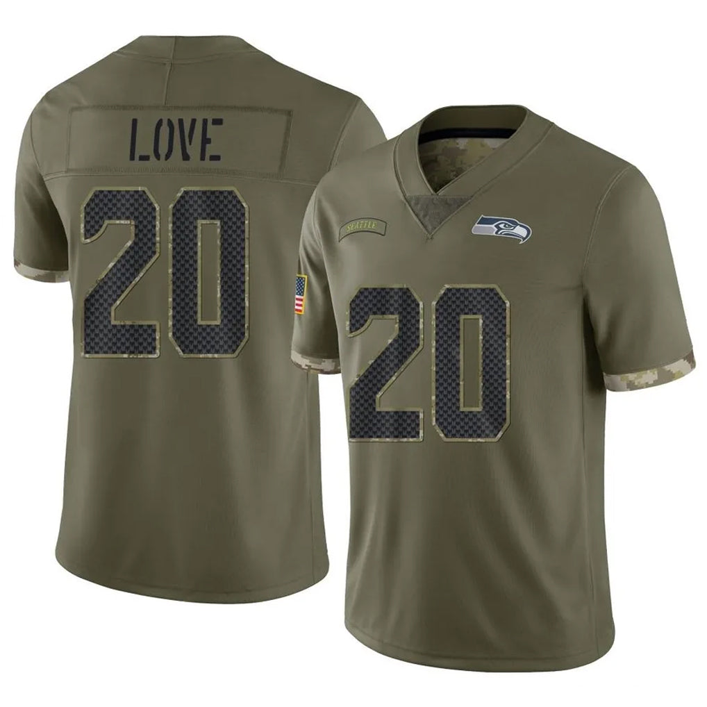 Seanshop S.Seahawks #20 Julian Love Player Olive Limited Salute To Service Home Game Stitched Jerseys