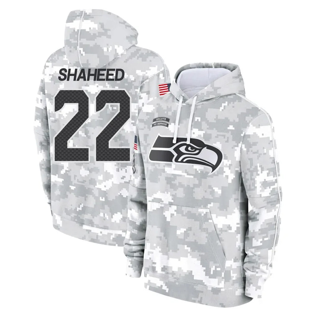Seanshop S.Seahawks #22 Rashid Shaheed Player Arctic Camo Limited Salute to Service Pullover Hoodies Game Stitched Jerseys
