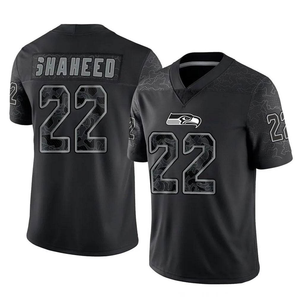 Seanshop S.Seahawks #22 Rashid Shaheed Player Black Limited Reflective Home Game Stitched Jerseys
