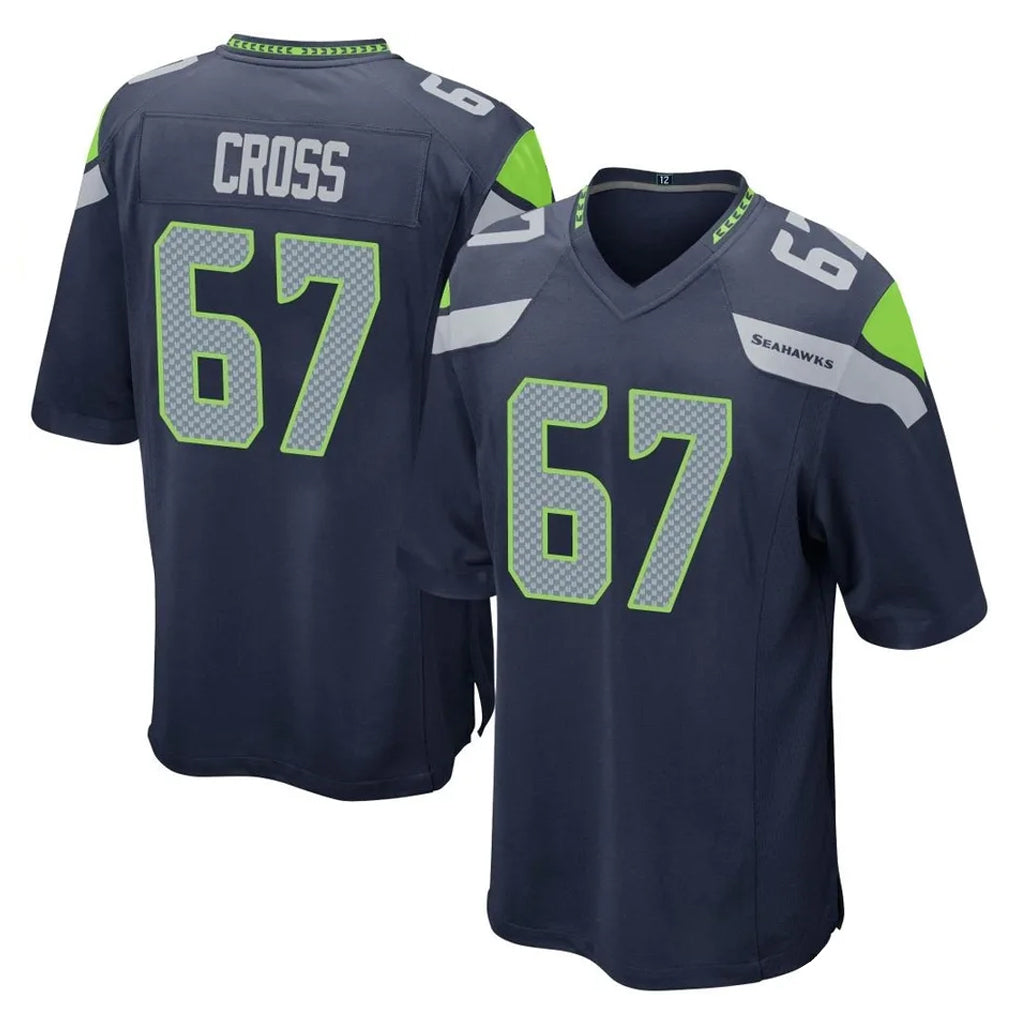 Seanshop S.Seahawks #67 Charles Cross Player Navy Home Game Stitched Jerseys