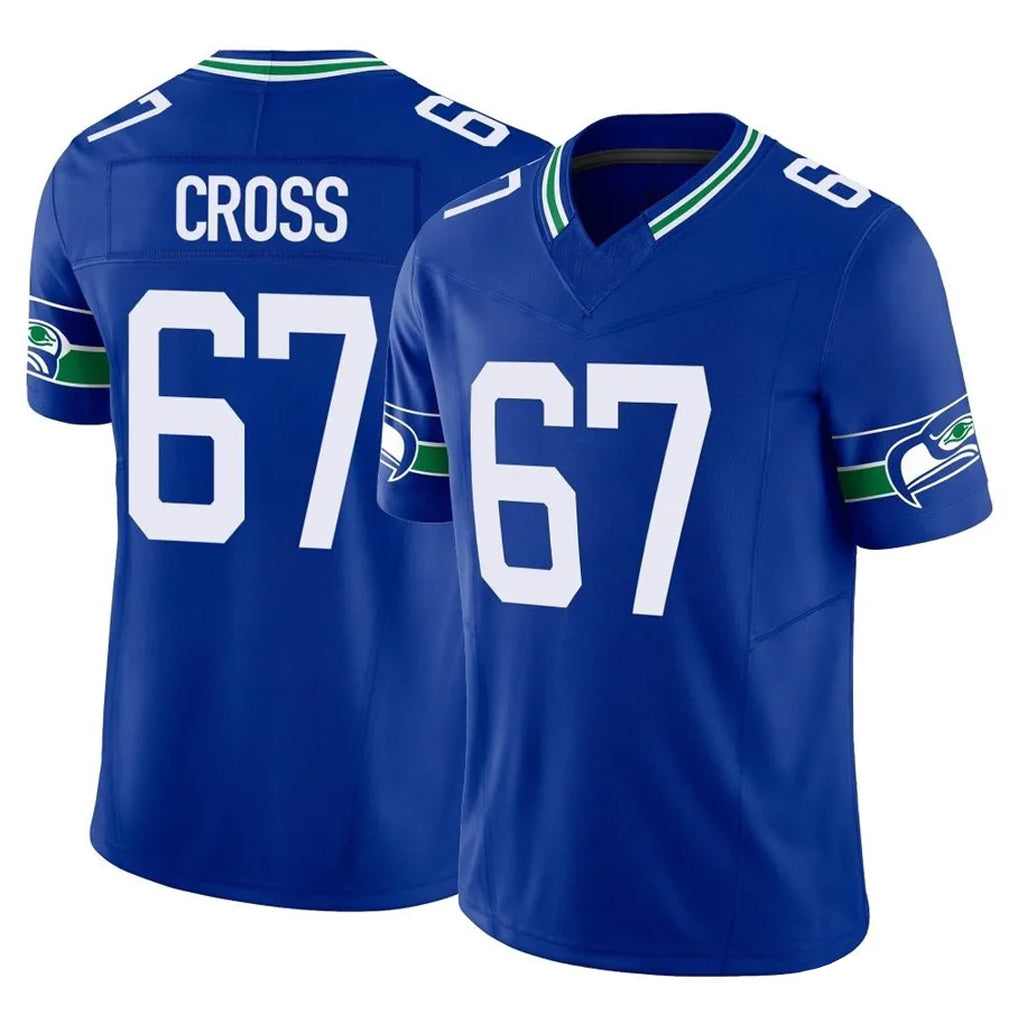 Seanshop S.Seahawks #67 Charles Cross Player Royal Limited Throwback Vapor F.U.S.E. Home Game Stitched Jerseys