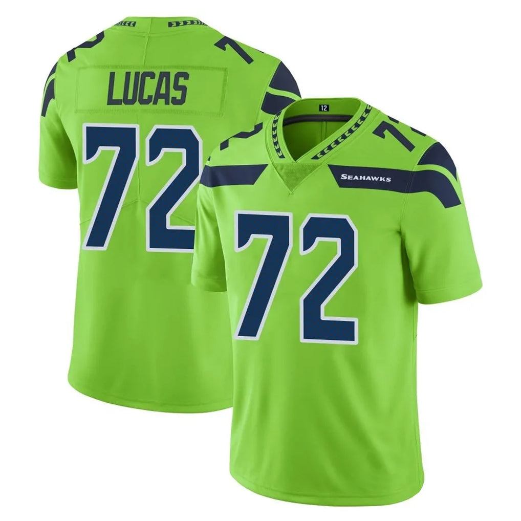 Seanshop S.Seahawks #72 Abraham Lucas Player Green Limited Color Rush Home Game Stitched Jerseys