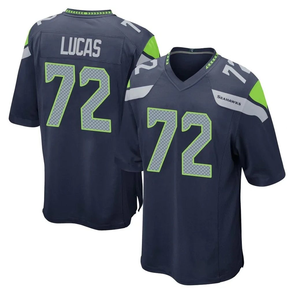 Seanshop S.Seahawks #72 Abraham Lucas Player Navy Home Game Stitched Jerseys