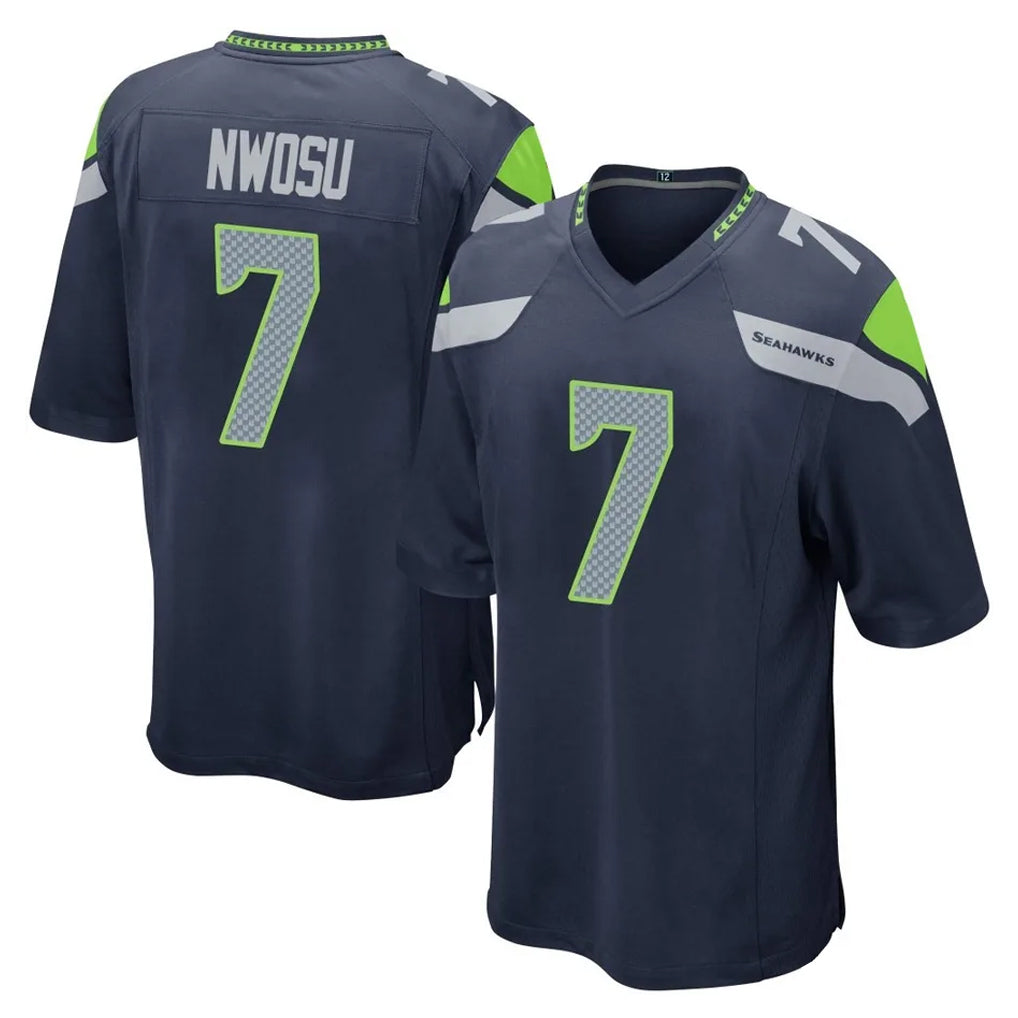 Seanshop S.Seahawks #7 Uchenna Nwosu Player Navy Home Game Stitched Jerseys