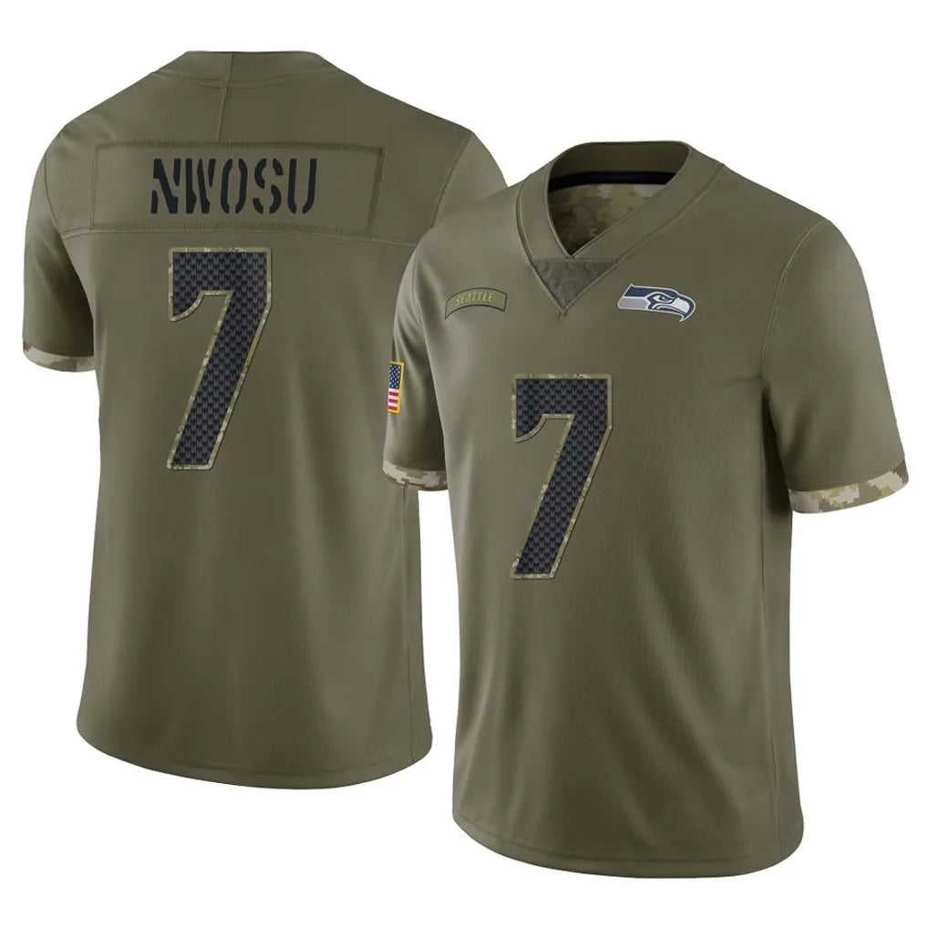 Seanshop S.Seahawks #7 Uchenna Nwosu Player Olive Limited Salute To Service Home Game Stitched Jerseys