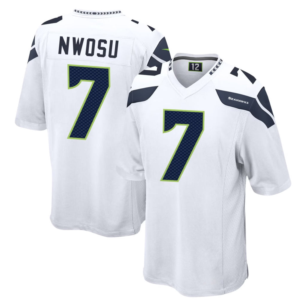 Seanshop S.Seahawks #7 Uchenna Nwosu Player White Home Game Stitched Jerseys