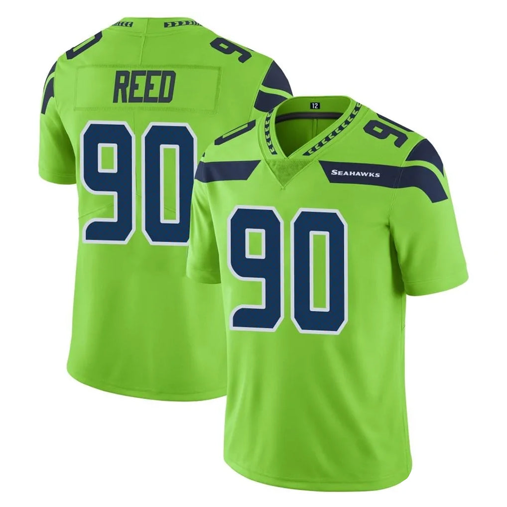 Seanshop S.Seahawks #90 Jarran Reed Player Green Limited Color Rush Home Game Stitched Jerseys