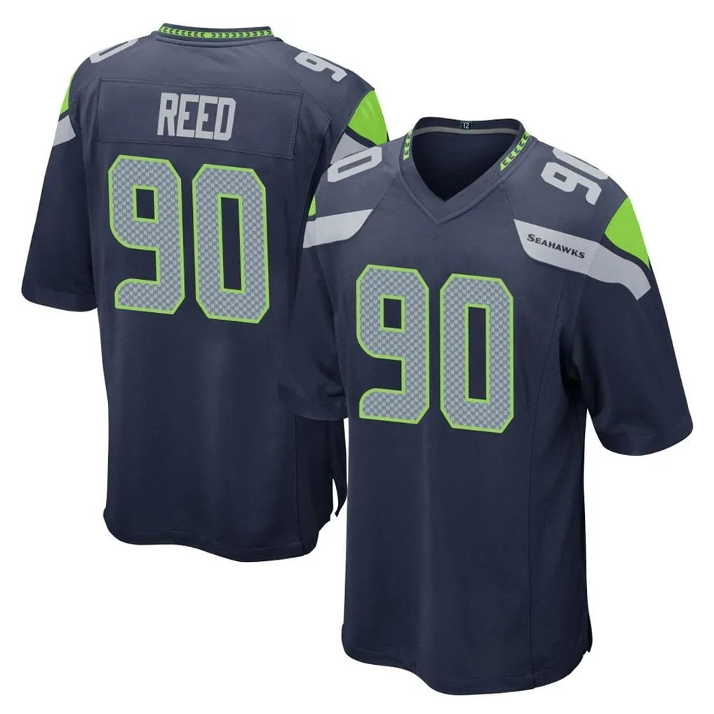 Seanshop S.Seahawks #90 Jarran Reed Player Navy Home Game Stitched Jerseys