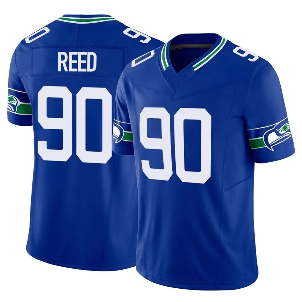 Seanshop S.Seahawks #90 Jarran Reed Player Royal Limited Throwback Vapor F.U.S.E. Home Game Stitched Jerseys