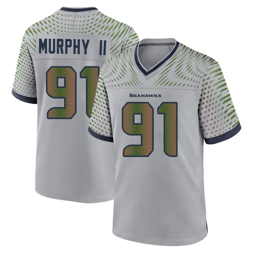 Seanshop S.Seahawks #91 Byron Murphy II Player Grey 2025 Rivalries Collection Home Game Stitched Jerseys