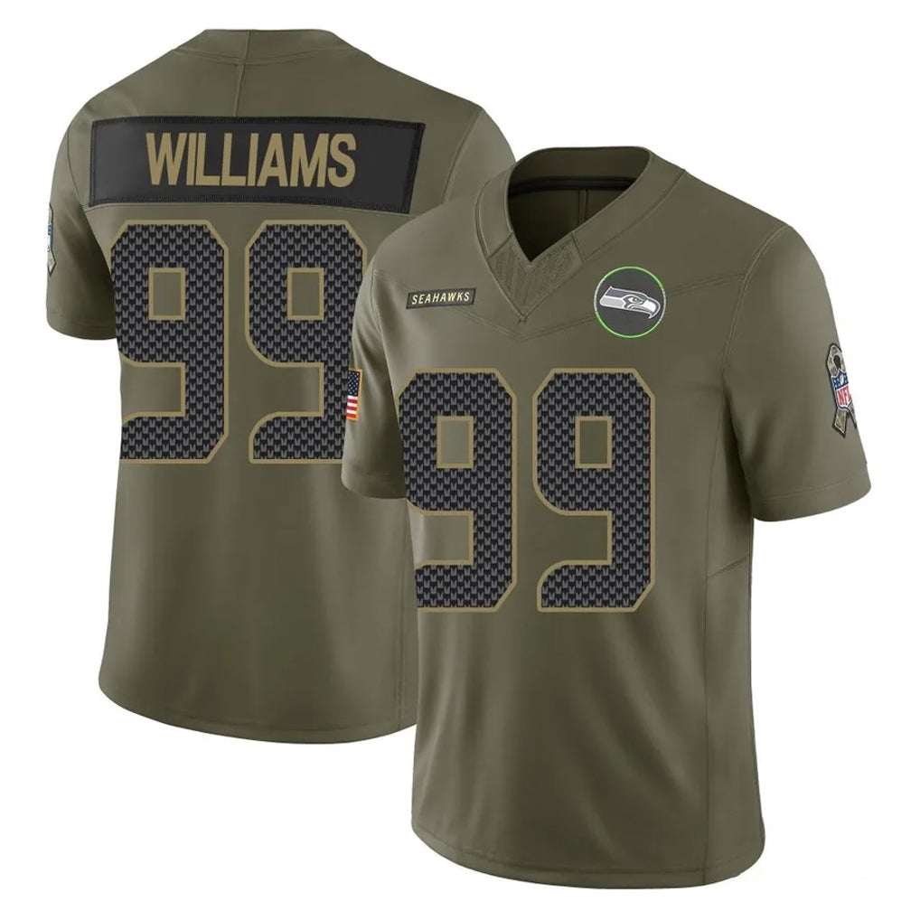 Seanshop S.Seahawks #99 Leonard Williams Player Olive 2025 Salute To Service Limited Home Game Stitched Jerseys