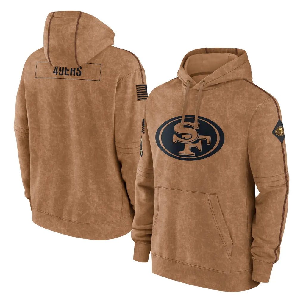 Seanshop SF.49ers Brown Limited Salute to Service Pullover Hoodies Game Blank Player Stitched Jerseys