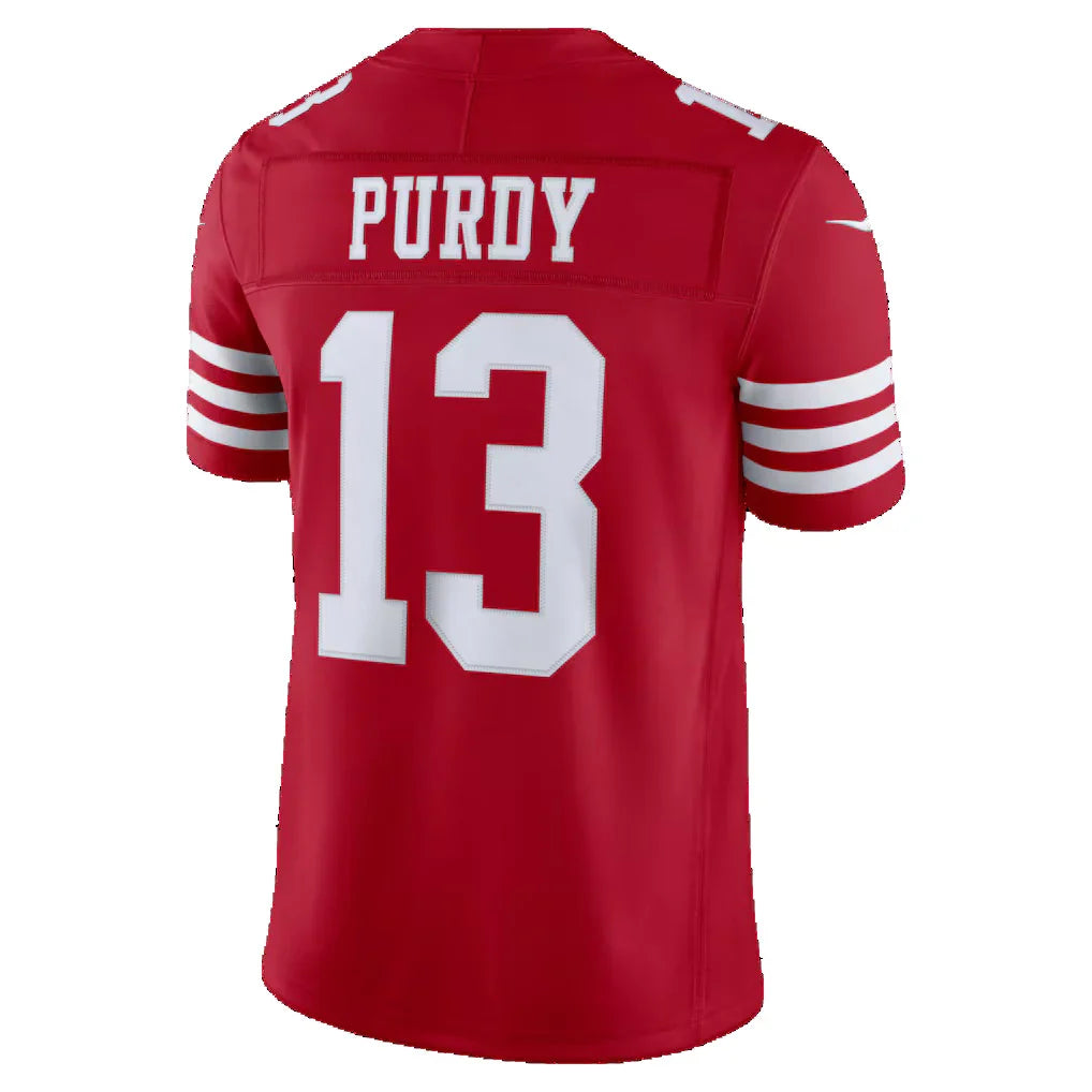 SF.49ers #13 Brock Purdy Scarlet  Team Vapor F.U.S.E. Stitched Limited Stitched Jerseys