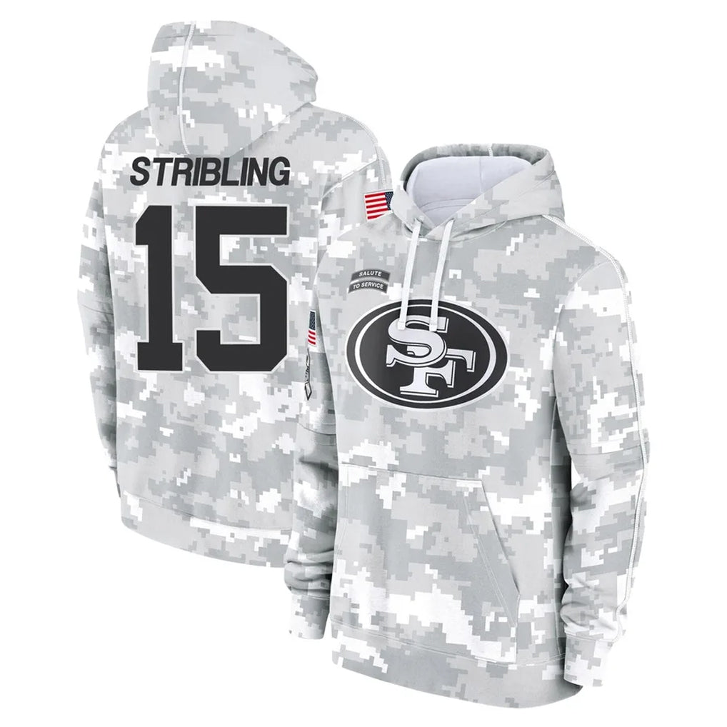 Seanshop SF.49ers #15 De'Zhaun Stribling Player Arctic Camo Limited Salute to Service Pullover Hoodies Game Stitched Jerseys