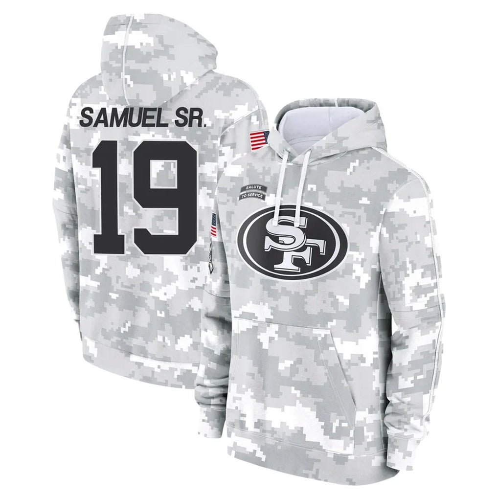 Seanshop SF.49ers #19 Deebo Samuel Sr. Player Arctic Camo Limited Salute to Service Pullover Hoodies Game Stitched Jerseys