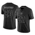 Seanshop SF.49ers #23 Christian McCaffrey Player Black Limited Reflective Home Game Stitched Jerseys