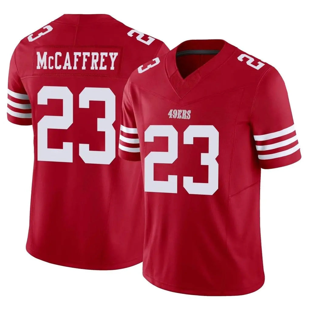 Seanshop SF.49ers #23 Christian McCaffrey Player Red Limited Vapor F.U.S.E. Home Game Stitched Jerseys