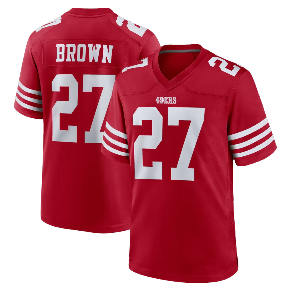Seanshop SF.49ers #27 Ji'Ayir Brown Player Red Game Home Stitched Jerseys