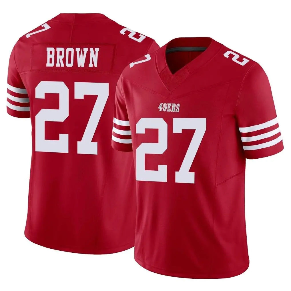 Seanshop SF.49ers #27 Ji'Ayir Brown Player Red Limited Vapor F.U.S.E. Home Game Stitched Jerseys