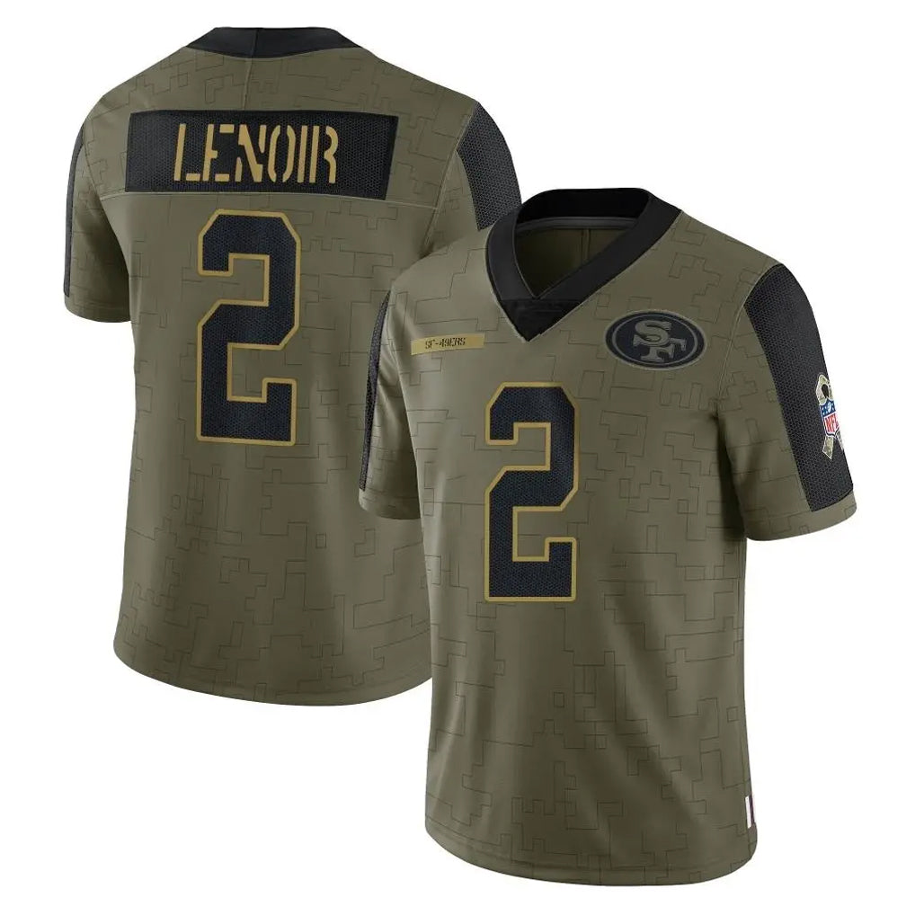 Seanshop SF.49ers #2 Deommodore Lenoir Player Olive Salute To Service Limited Game Stitched Jerseys