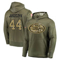 Seanshop SF.49ers #44 Kyle Juszczyk Player Olive Salute to Service Pullover Hoodie Home Game Stitched Jerseys