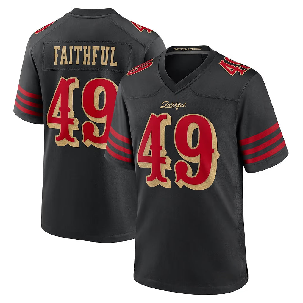 Seanshop SF.49ers #49 The Faithful Player Black Rivalries Collection Home Game Stitched Jerseys
